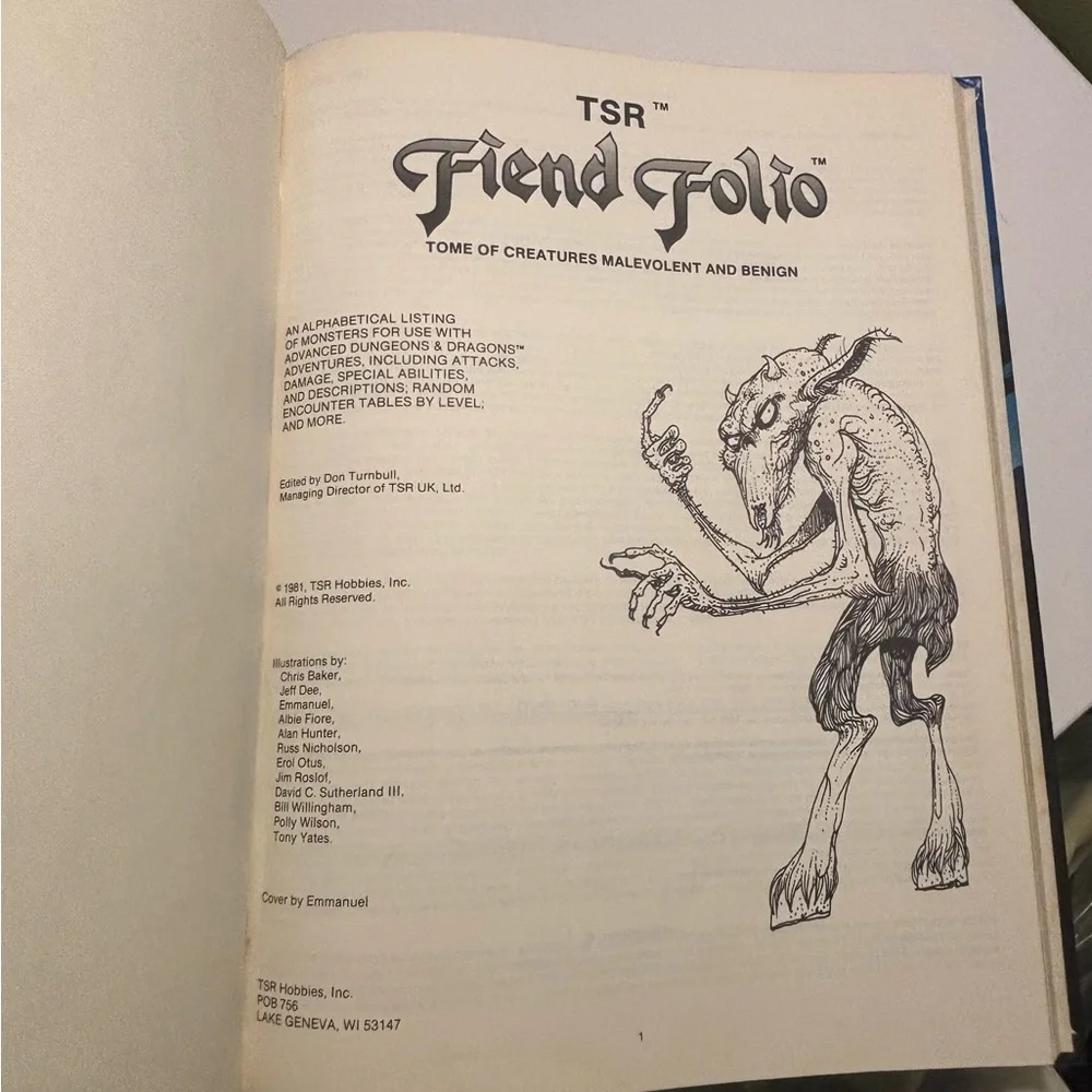 First Edition TSR Fiend Folio Hardcover